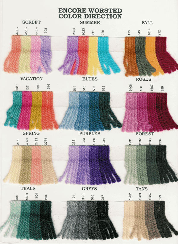 Encore Yarn Color Chart