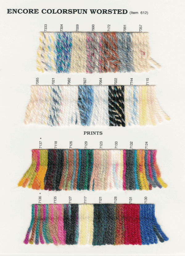 Encore Yarn Color Chart